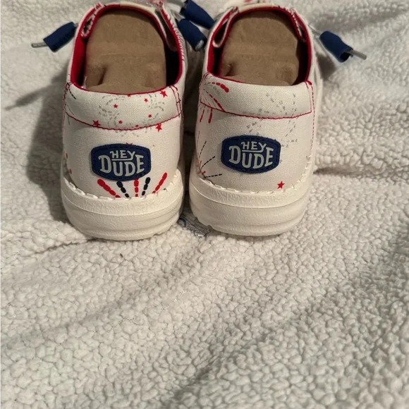 Hey Dude Women’s White Red Firework Slip-On Shoes - Picture 5 of 7